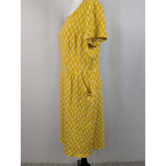 Boden Dress Phoebe Jersey Midi Yellow Pockets Cottagecore Bohemian Luxe 14 A007 - Picture 2 of 9